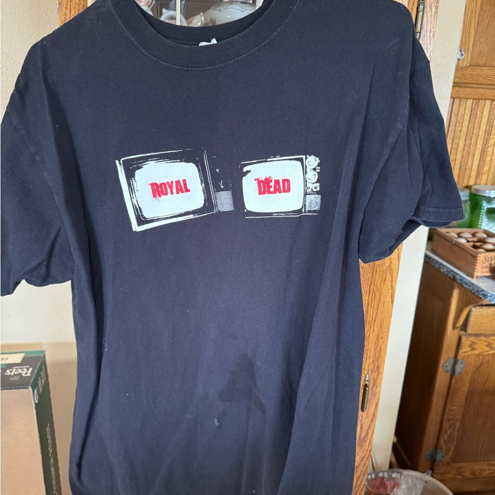 Anvil Black Graphic Tee with Red Accents